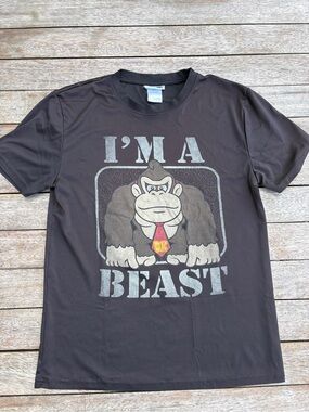 Nintendo 2019 Donkey Kong Black Tee Shirt 'I'm A Beast' Graphic Size Small